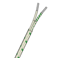 Fibreglass Insulated Flat Twin Thermocouple Cable 480°C