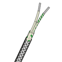 Stainless Steel Braided Fibreglass Insulated Flat Twin Thermocouple Cable 480°C