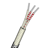 7/0.2mm Fibreglass Insulated RTD Extension Cable with Stainless Steel Braid